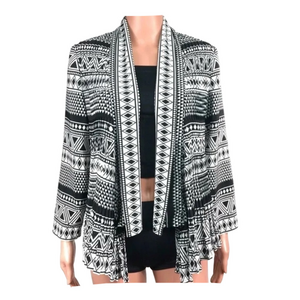 CHICO’S cardigan black and white geometric women's size 2 GUC